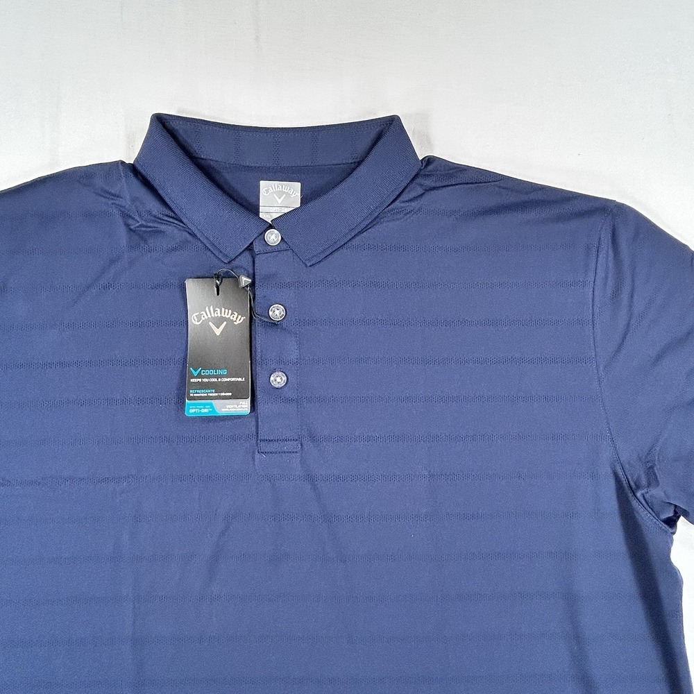 NWT Callaway Polo Shirt Men's XXL Navy Golf Opti-Dry Lightweight Tennis Casual